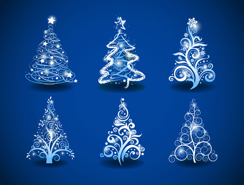 halation pohon Natal desain vector set