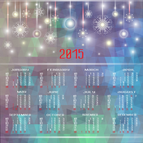 aloni con snowflake15 calendario vettoriale