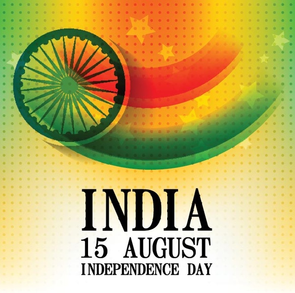 halftone grunge latar belakang dengan bendera India Agustus hari kemerdekaan vektor