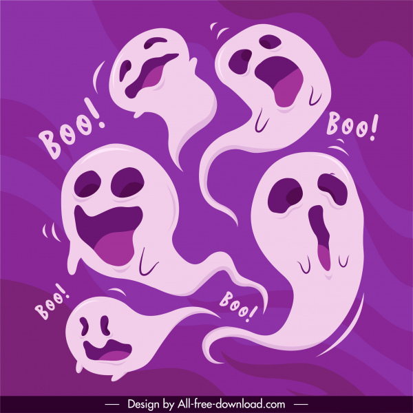 Halloween Hintergrund aktiv lustige Geisterfiguren Skizze