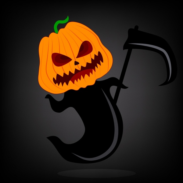 Halloween latar belakang kematian menakutkan ikon labu hiasan kepala
