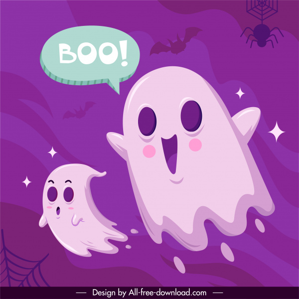 Хэллоуин фон шаблон забавный призрак летучая мышь паук декор