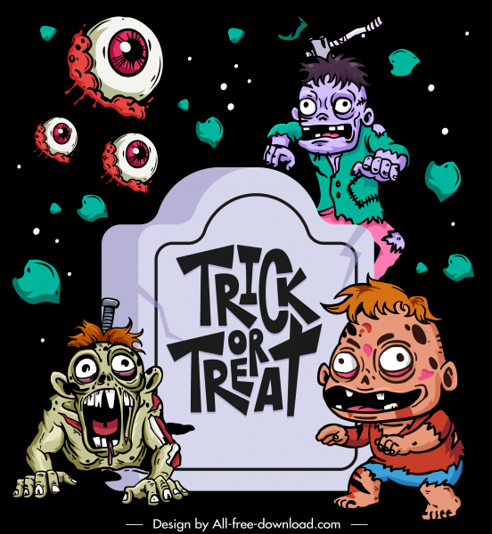 Halloween Hintergrund schrecklich beängstigende Charaktere Skizze