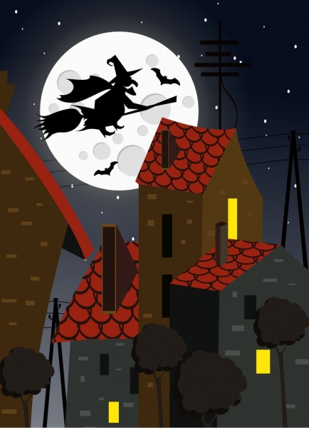 Icone di Halloween sfondo guidata pipistrelli moonlights sagoma arredamento