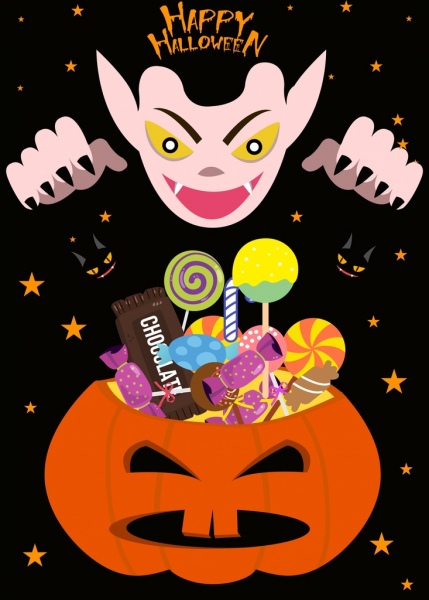 calabaza malvada de banner de Halloween dulces decoración