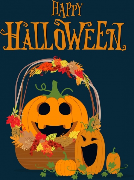 Halloween banner lucu dekoratif labu ikon dekorasi warna-warni