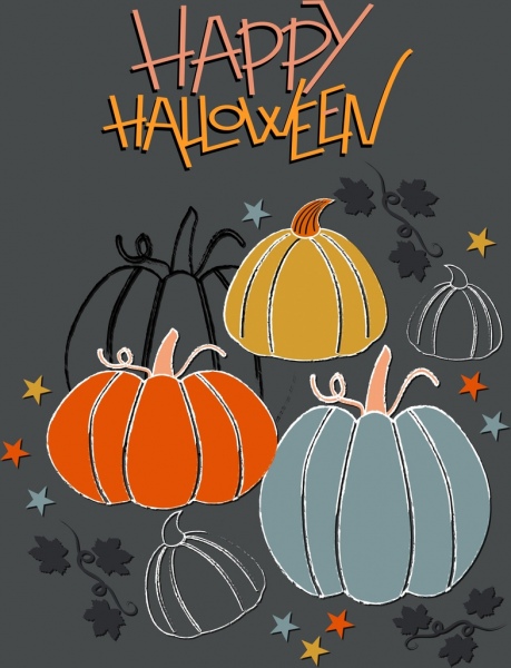 halloween banner zucca icone arredamento handdrawn sketch