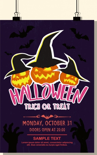 Halloween spanduk ikon labu menakutkan gelap desain