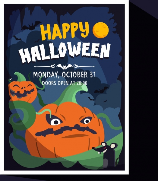 Halloween Banner Scary Pumpkins Rats Decor