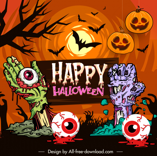 Halloween Banner Vorlage bunte Horror Elemente Dekor