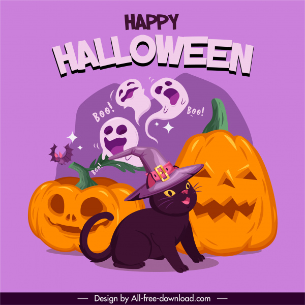 Plantilla De Banner De Halloween Divertido Símbolos De Miedo Misc-vector Libre Descarga Gratuita