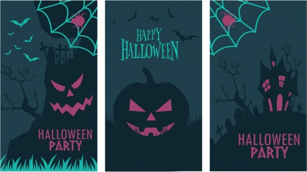 diseño de plantillas horror oscuro de banners de Halloween