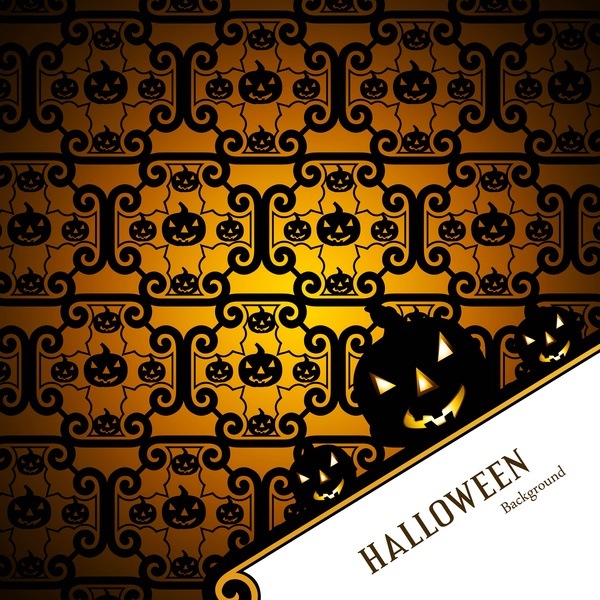 pesta Halloween kartu indah berwarna-warni labu latar belakang vektor