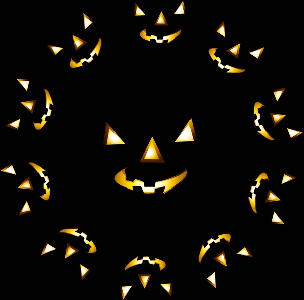calabazas de colores negro brillante Halloween fiesta vector de fondo