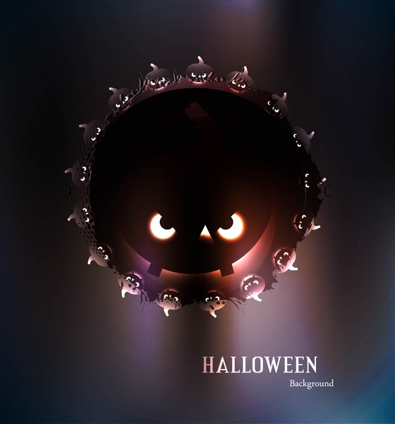 bí ngô halloween đầy màu sắc tươi sáng bên nền vector
