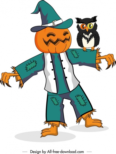 dekorasi owl dummy labu Halloween karakter ikon