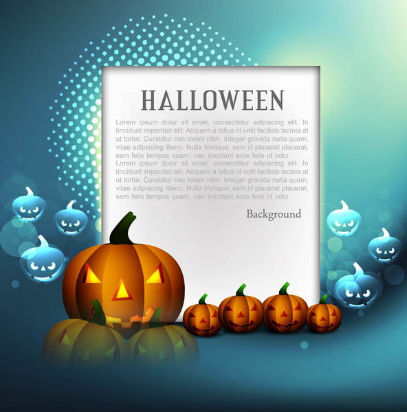 bí ngô đầy màu sắc halloween bên thẻ vector minh hoạ
