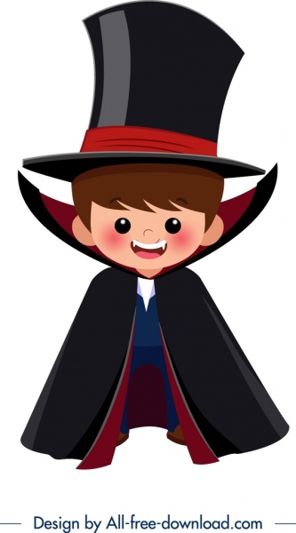 personagem de desenho animado do Halloween traje modelo Drácula menino ícone