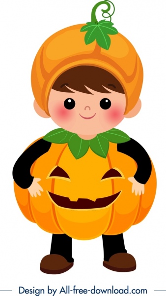 Halloween Costume Template Pumpkin Clothes Cute Boy Icon ...