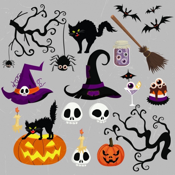 Elementos de diseño de objetos de Halloween de miedo