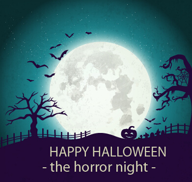 halloween horror malam vector latar belakang