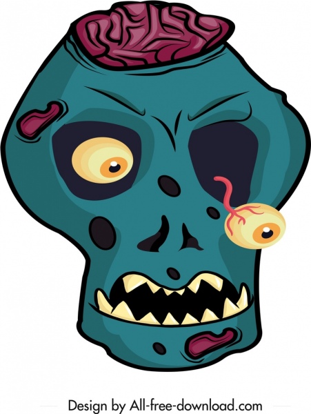personaje de dibujos animados de Halloween máscara plantilla calavera horrible icono