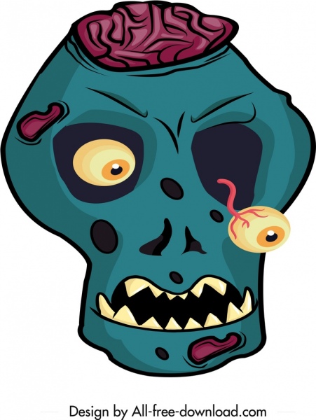 Halloween Mask Template Horrible Skull Icon Cartoon Character