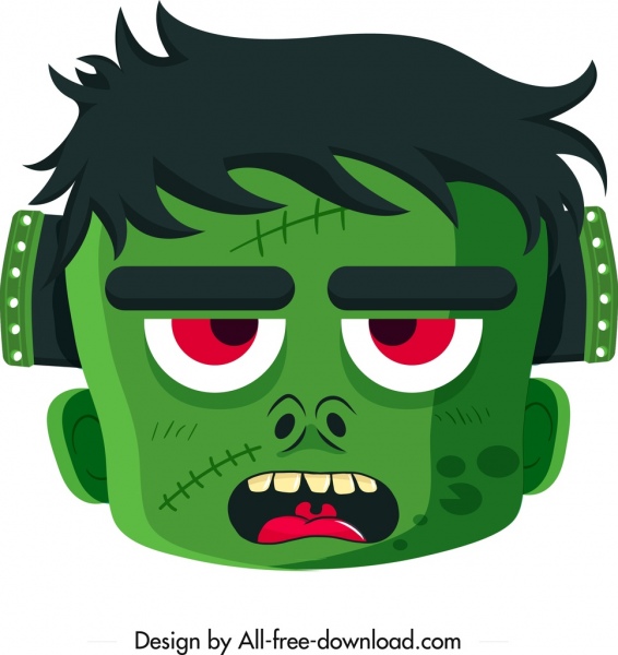 ícone do rosto assustador verde do modelo de máscara de Halloween