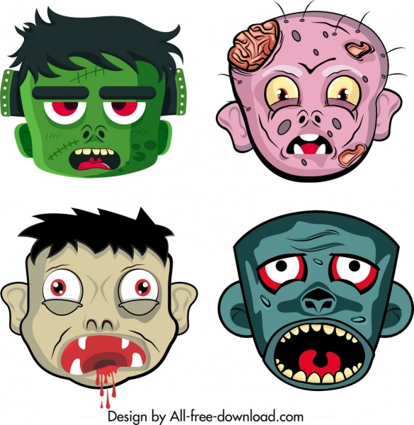 Halloween Masks Templates Scary Cartoon Characters-vector Cartoon-free  Vector Free Download