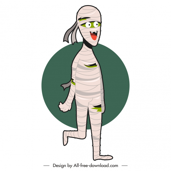 icono de la momia de Halloween divertido dibujo animado personaje boceto