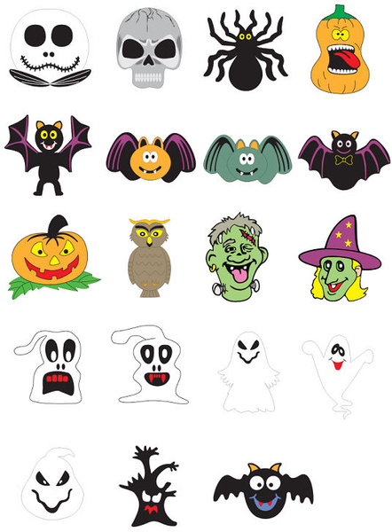 iconos de Halloween ornamento vector