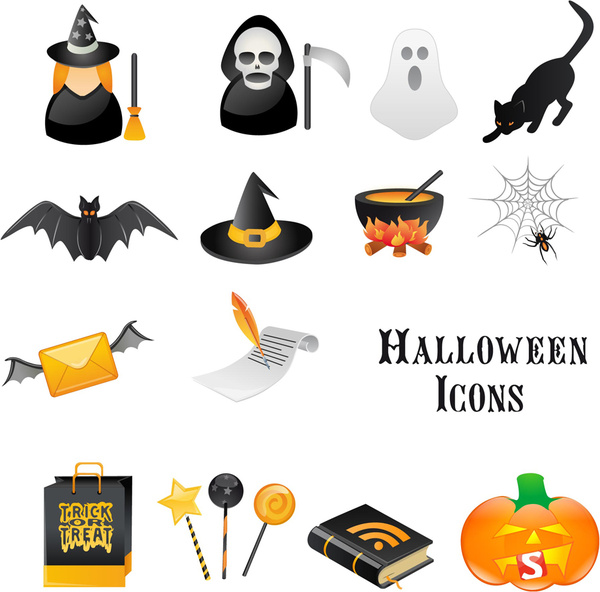 iconos de Halloween ornamento vector