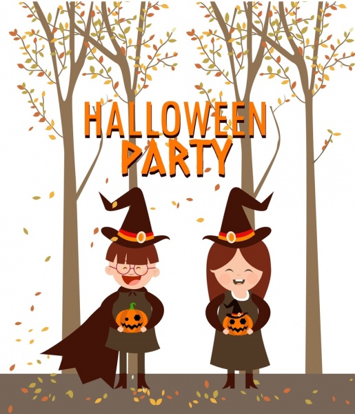 Halloween Partai latar belakang anak-anak lucu ikon