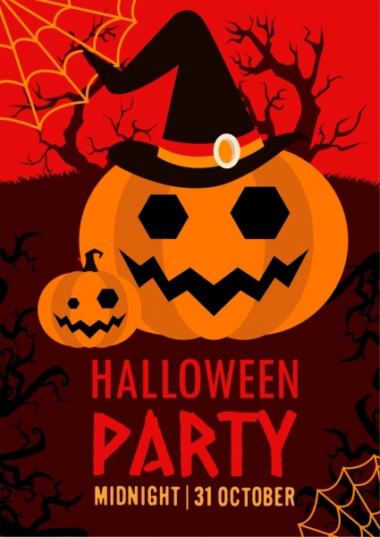 festa di halloween banner oscuro disegno icone horror zucca