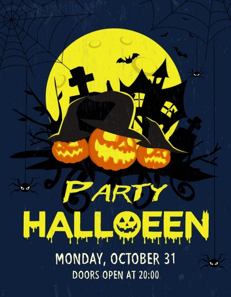 halloween - party - banner gelbe mondlicht schmelzen texte dekor