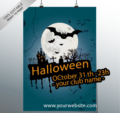 festa di halloween night poster design vettore