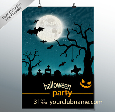 festa di halloween night poster design vettore