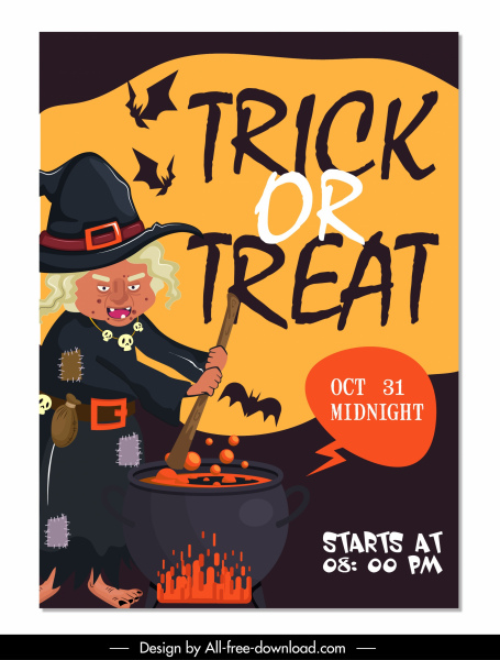 Halloween fiesta cartel bruja veneno boceto diseño de dibujos animados