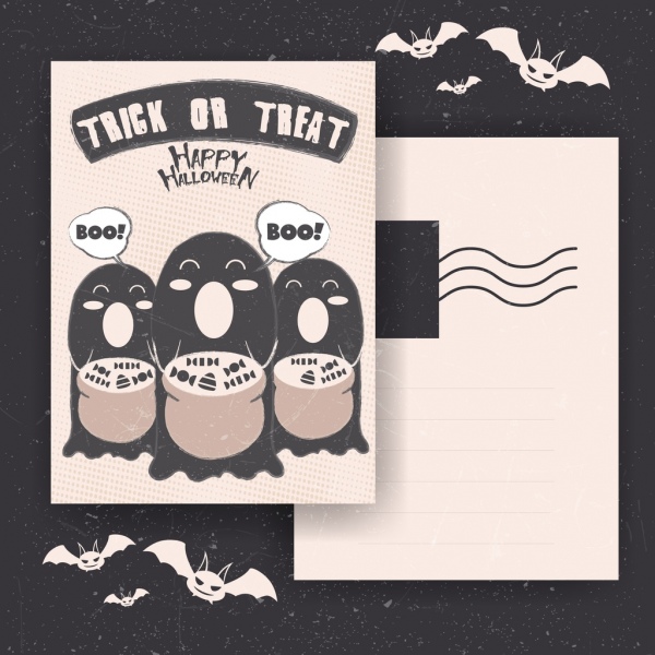 cartão postal modelo escuro tribal decoração de Halloween