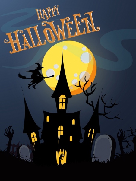 decoración de Halloween poster Luna oscuridad miedo escena