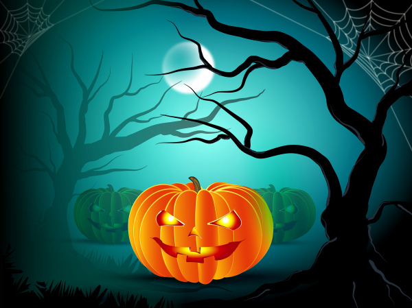 halloween bí ngô nhện cây mặt trăng bóng