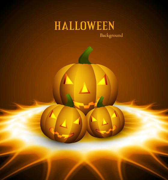 calabazas amarillas brillantes de miedo del Halloween coloridos vector de ilustración de fondo