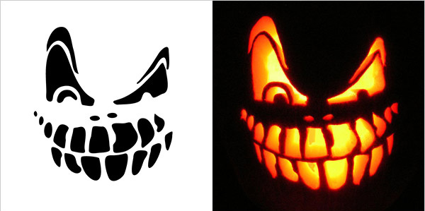 Halloween khủng bố mẫu chạm khắc bí ngô.
