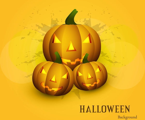 Halloween menakutkan labu kuning latar warna-warni cerah