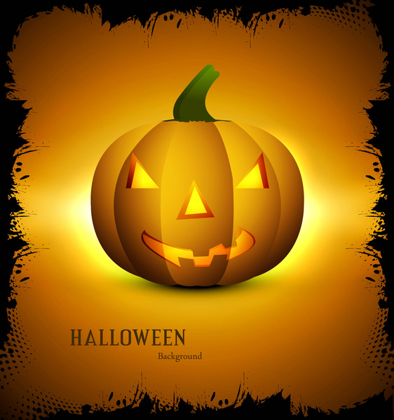 Halloween menakutkan labu kuning tunggal latar warna-warni cerah