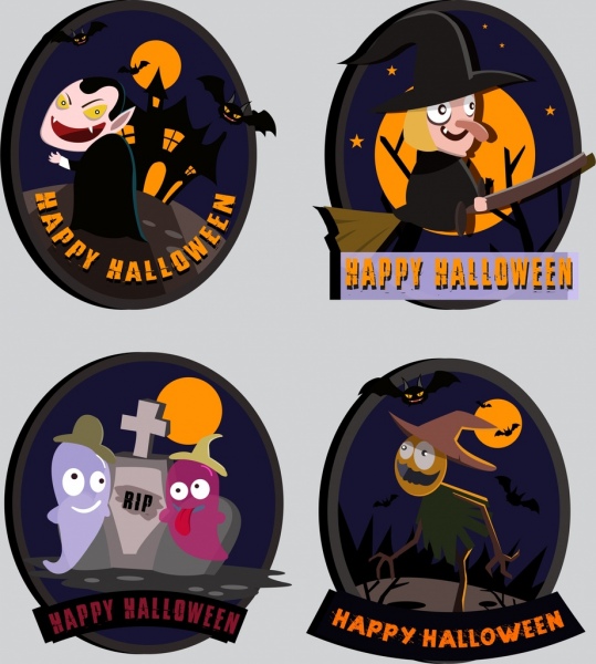 Colección de iconos de diseño lindo Scary Halloween pegatinas decoracion