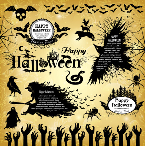 quadro de texto de Halloween com vetor de elementos do projeto