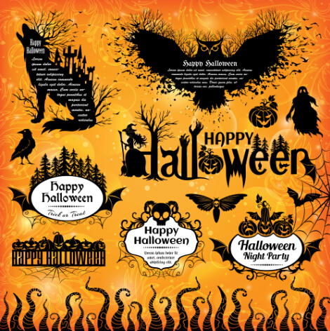 Halloween-Textrahmen mit Design Elementen vector