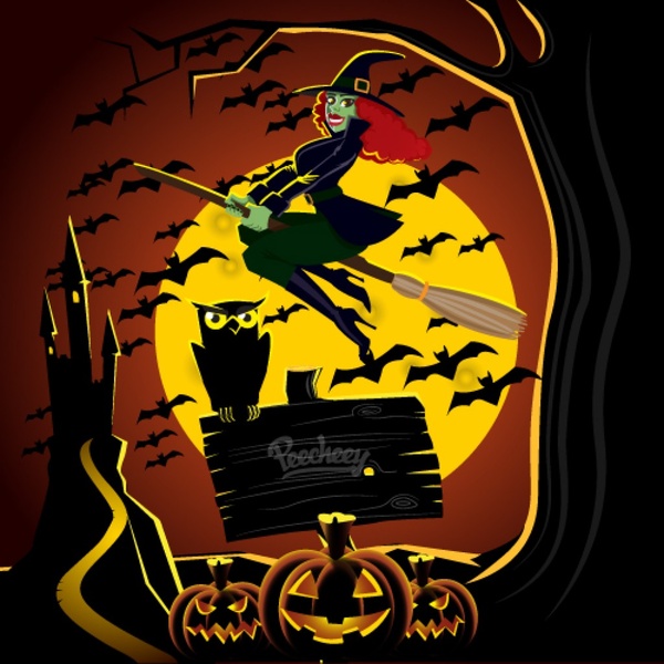 Ilustración de Halloween bruja