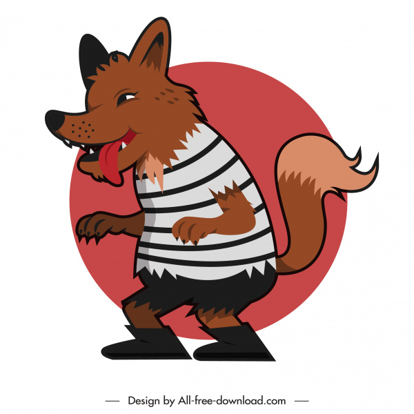Halloween Wolf Ikone flache Cartoon Skizze